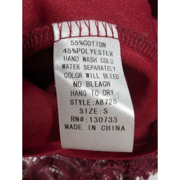 UMGEE Women's Dress Bohemian Tunic Small Burgundy Red Bell Sleeves Scoop Neck - Picture 10 of 11